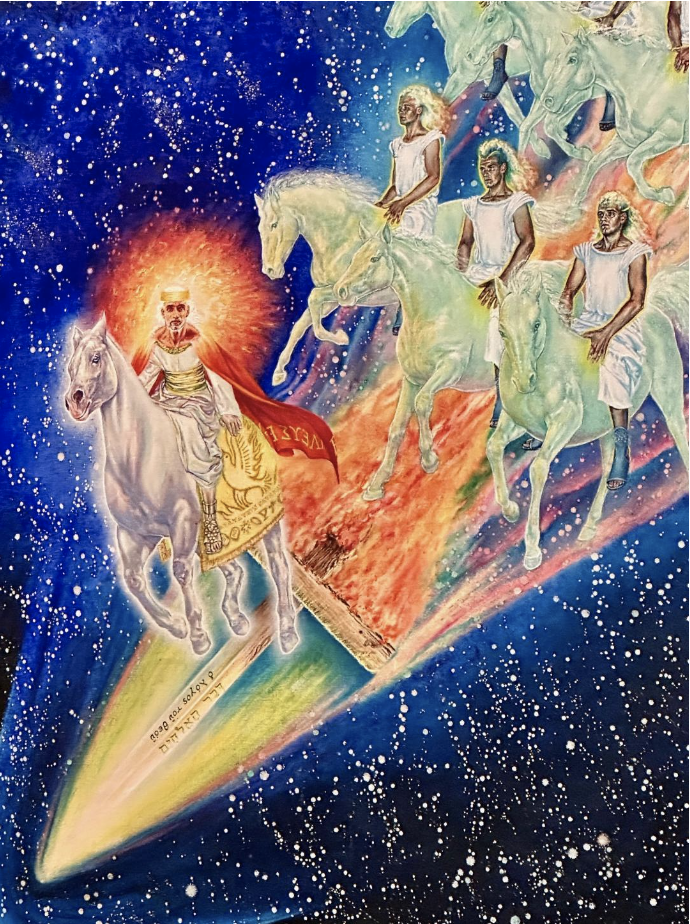 Jesus with heavenly army approaching Earth