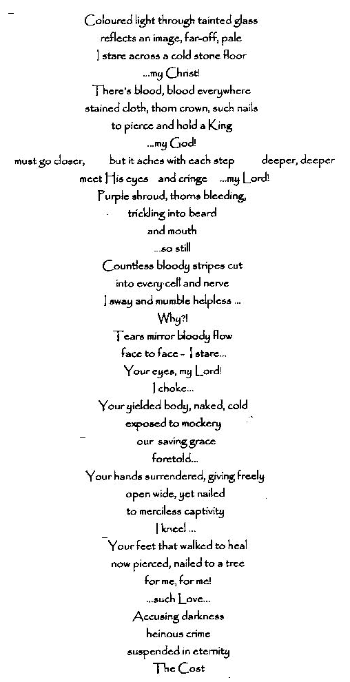 The Cost poem by Stephanie Vilkner